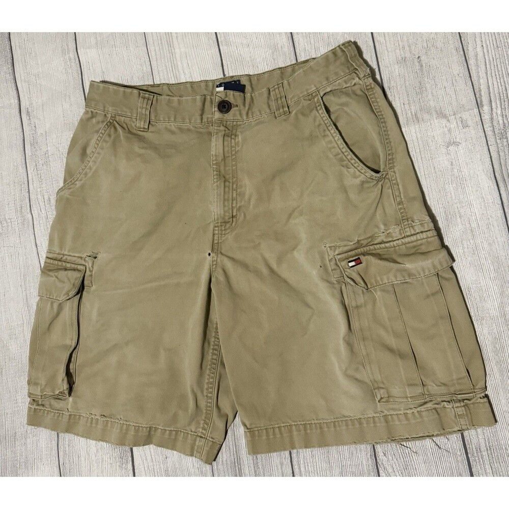 Vintage Tommy Hilfiger Shorts Mens Size 34 Beige Multi Pocketed 90s Khaki Cargo